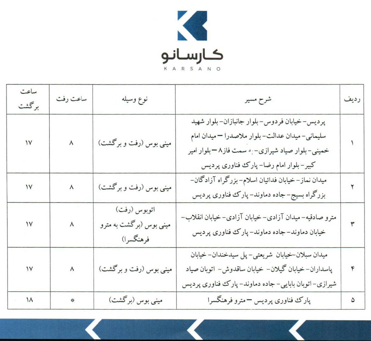 خدمت سرویس حمل و نقل شرکت کارسانو